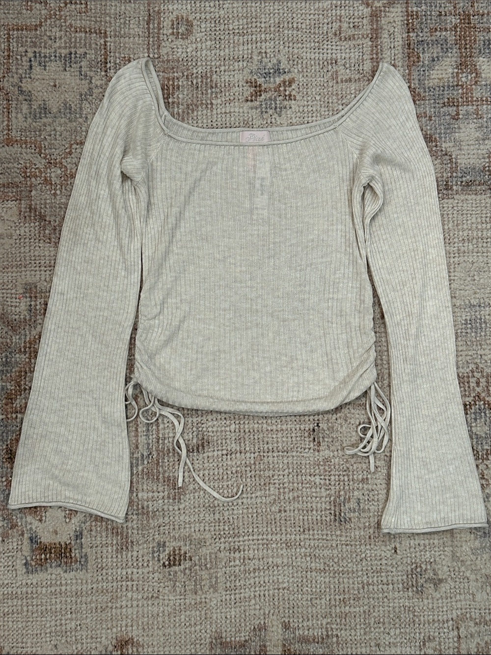 Pink Victoria’s Secret Side-Ruched Off-The-Shoulder Sweater